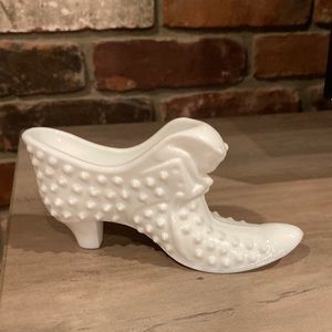 2 for $30 | Fenton Hobnail cat Head Glass Shoe